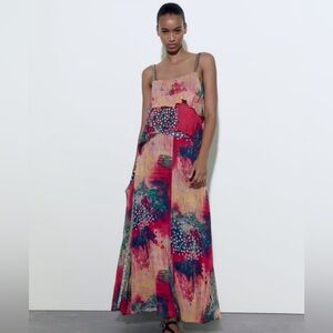 Zara printed multicolor midi skirt